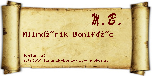 Mlinárik Bonifác névjegykártya
